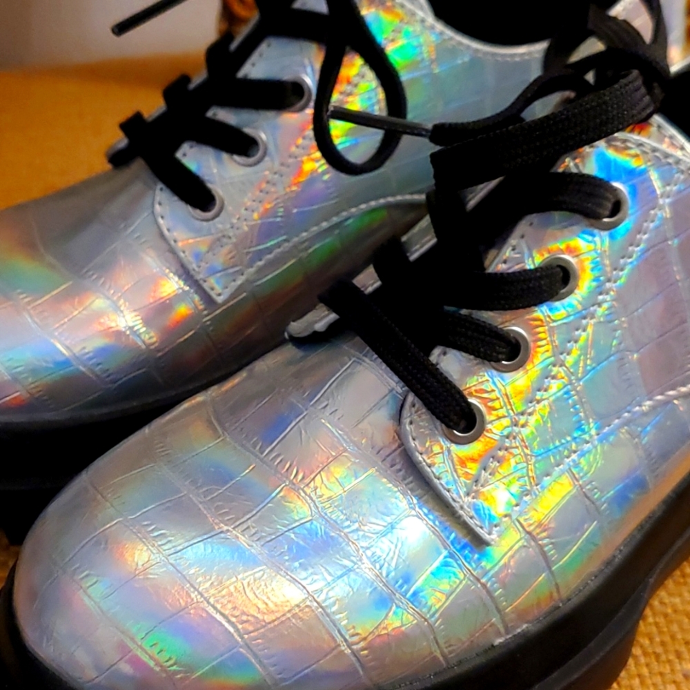Call It Spring Rainbow Iridescent Chunky Platform Shoes Size 6